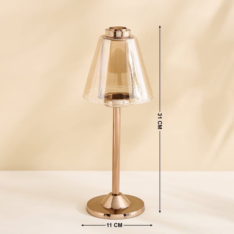 Monalisa Metal and Glass Lamp Shade T-Light Candle Holder - Medium