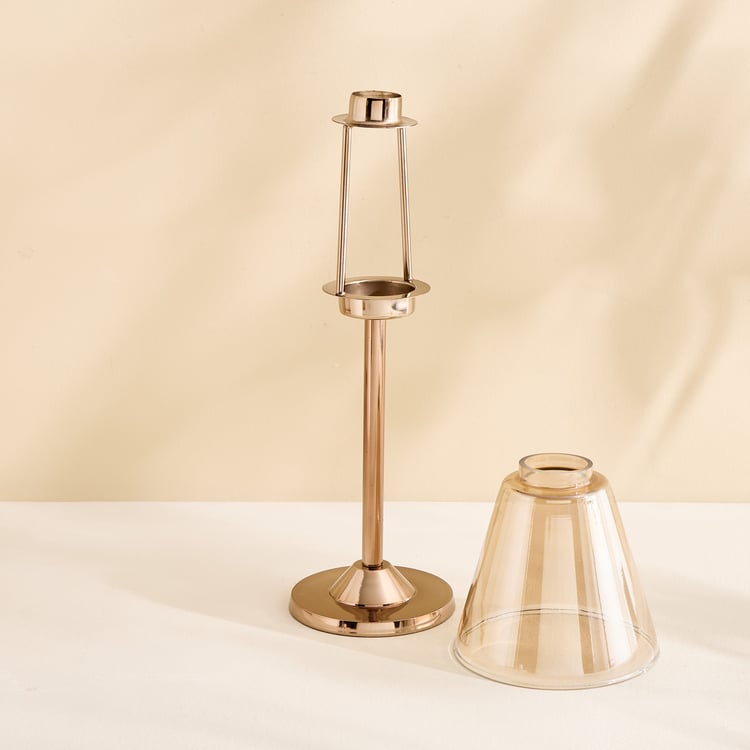 Monalisa Metal and Glass Lamp Shade T-Light Candle Holder - Medium