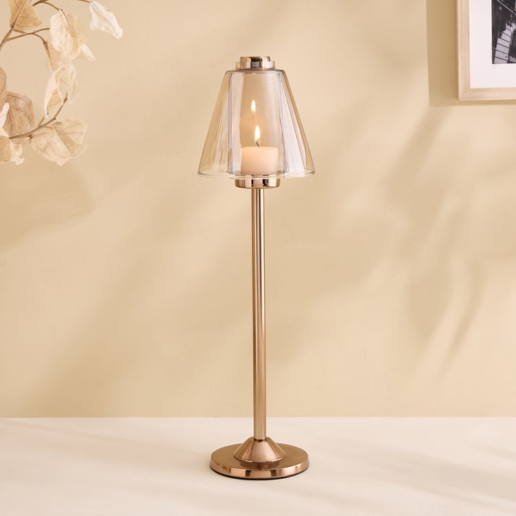 Monalisa Metal and Glass Lamp Shade T-Light Candle Holder - Large