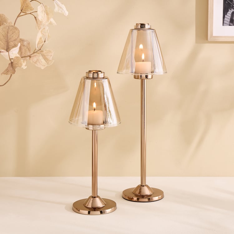 Monalisa Metal and Glass Lamp Shade T-Light Candle Holder - Large