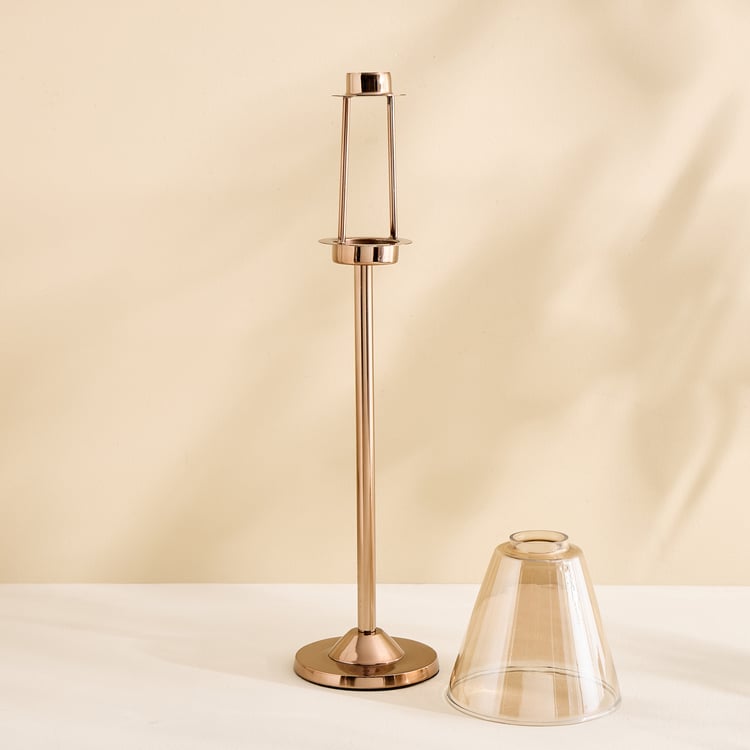 Monalisa Metal and Glass Lamp Shade T-Light Candle Holder - Large