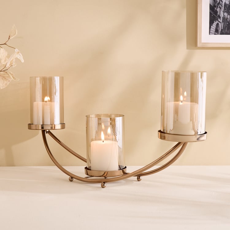 Monalisa Metal and Glass Arc Multi Pillar Candle Holder