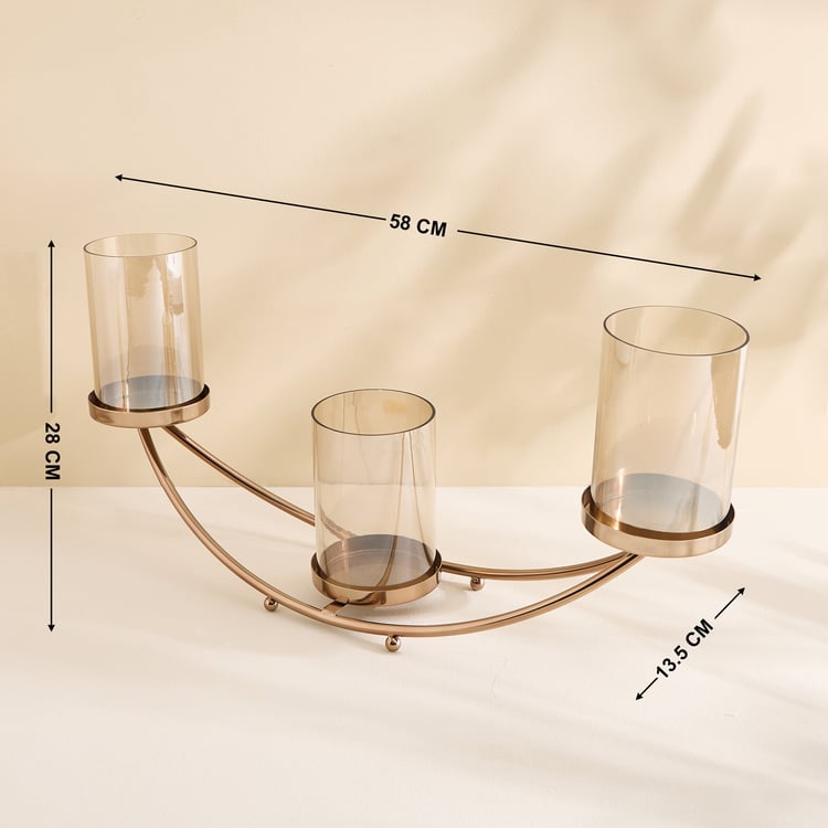 Monalisa Metal and Glass Arc Multi Pillar Candle Holder