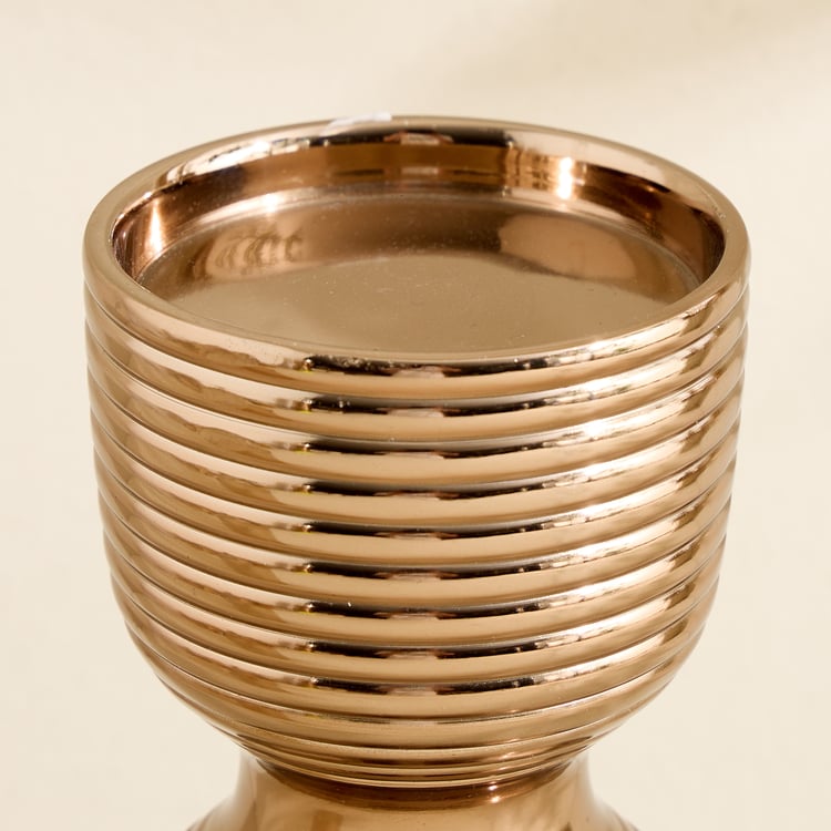 Monalisa Metal Ribbed Pillar Candle Holder - Large
