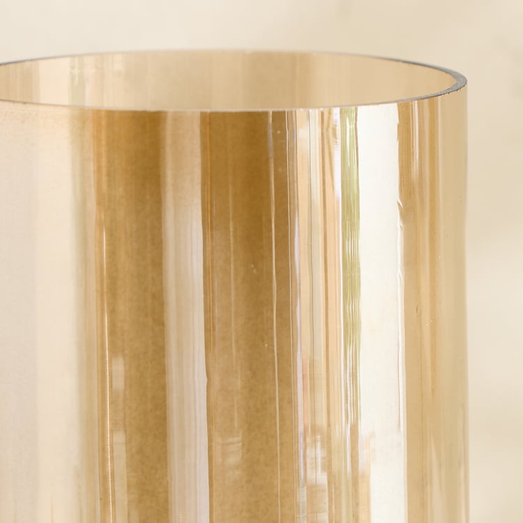 Monalisa Metal Ribbed Pillar Candle Holder - Large