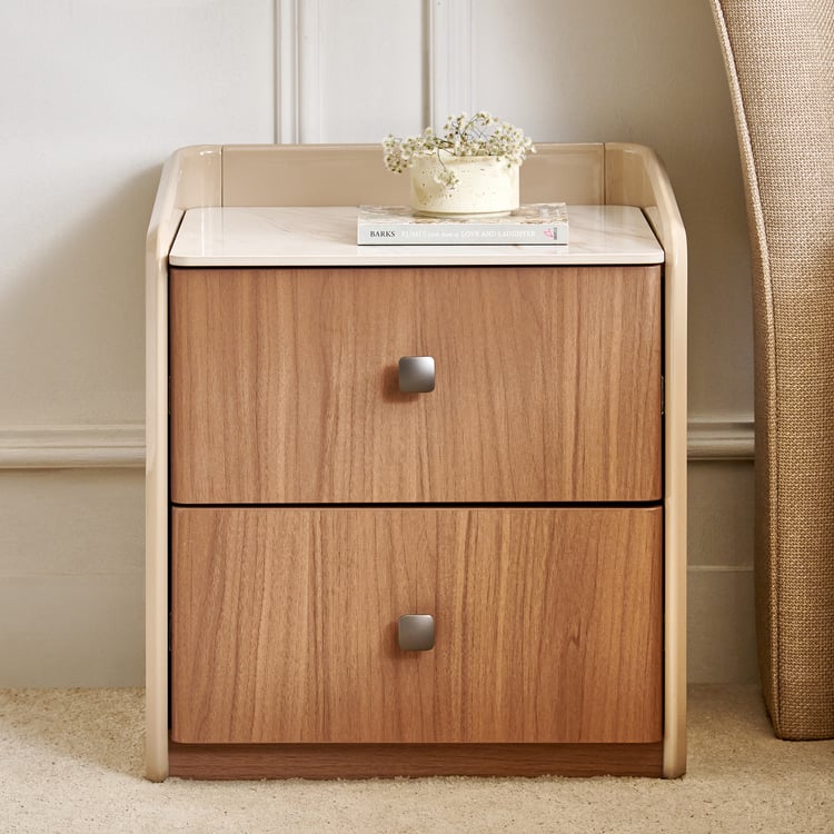 Ivy Bedside Table with Drawers - Brown