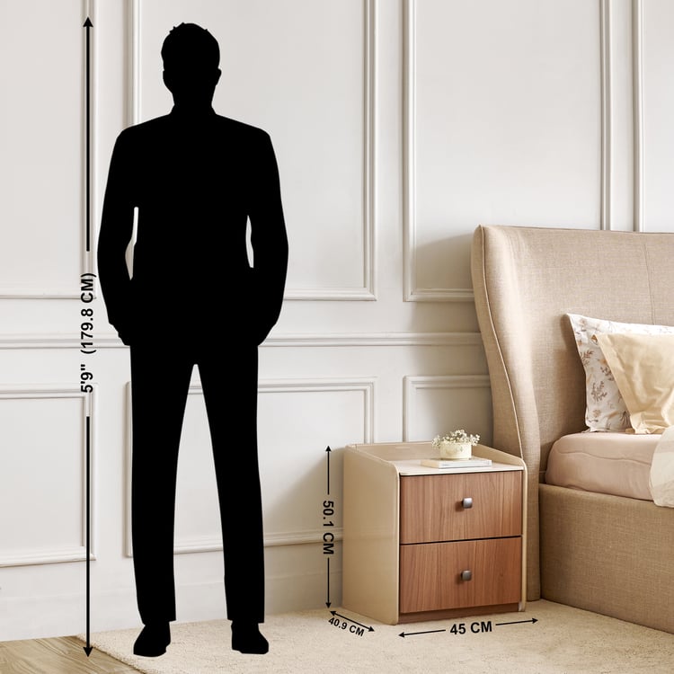 Ivy Bedside Table with Drawers - Brown