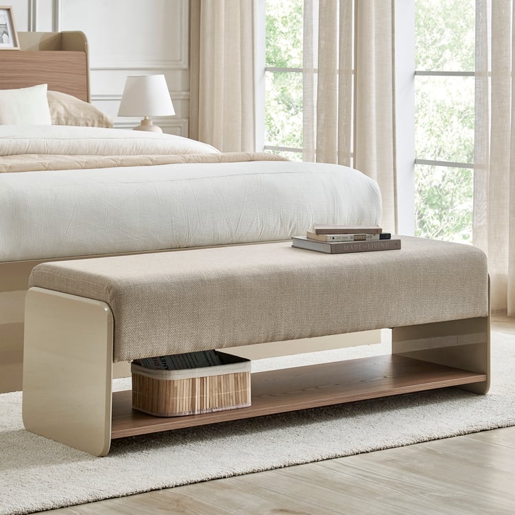 Ivy Fabric Bed Bench - Walnut