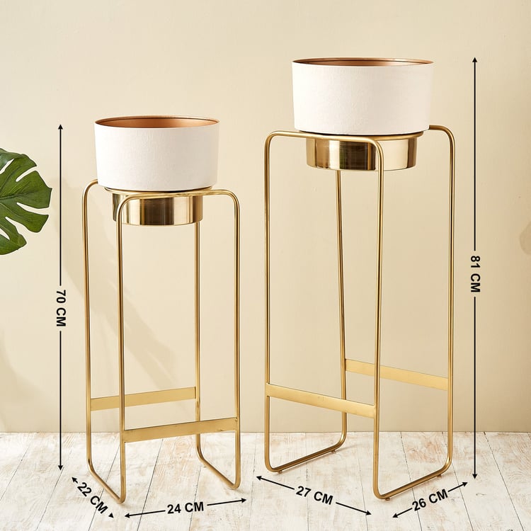Gardenia Ferra Set of 2 Metal Floor Planters with Stand