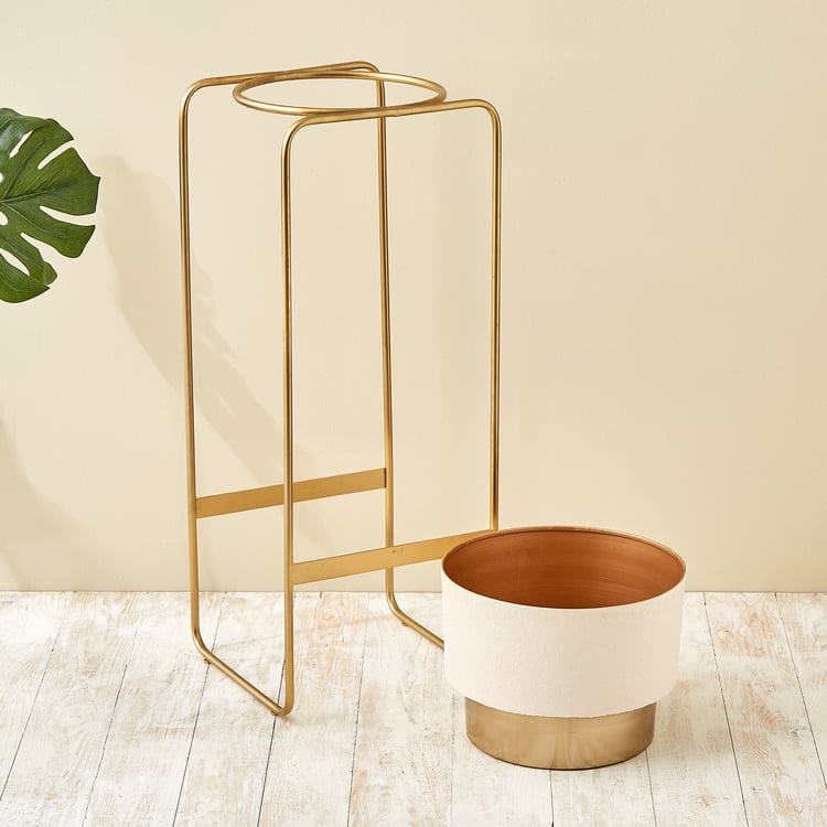 Gardenia Ferra Set of 2 Metal Floor Planters with Stand