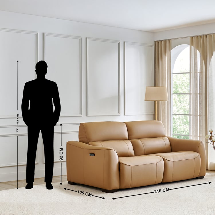 Avelino Half Leather 3-Seater Zero Gravity Electric Recliner - Brown