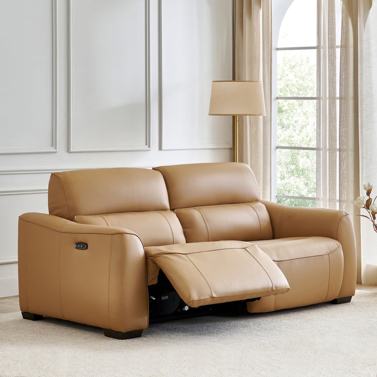 Avelino Half Leather 3-Seater Zero Gravity Electric Recliner - Brown