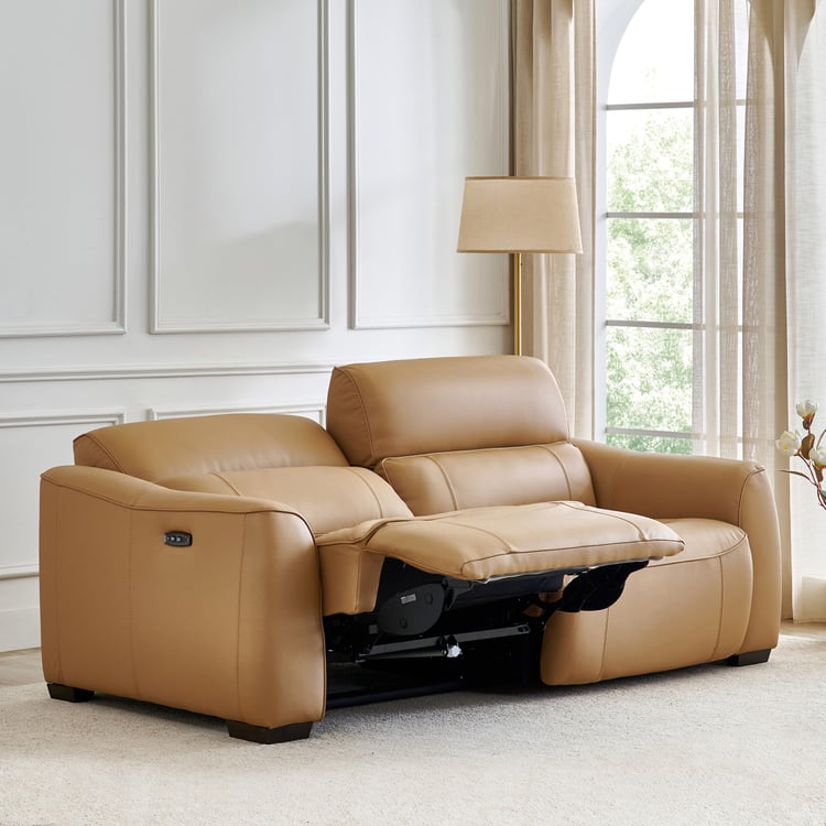 Avelino Half Leather 3-Seater Zero Gravity Electric Recliner - Brown