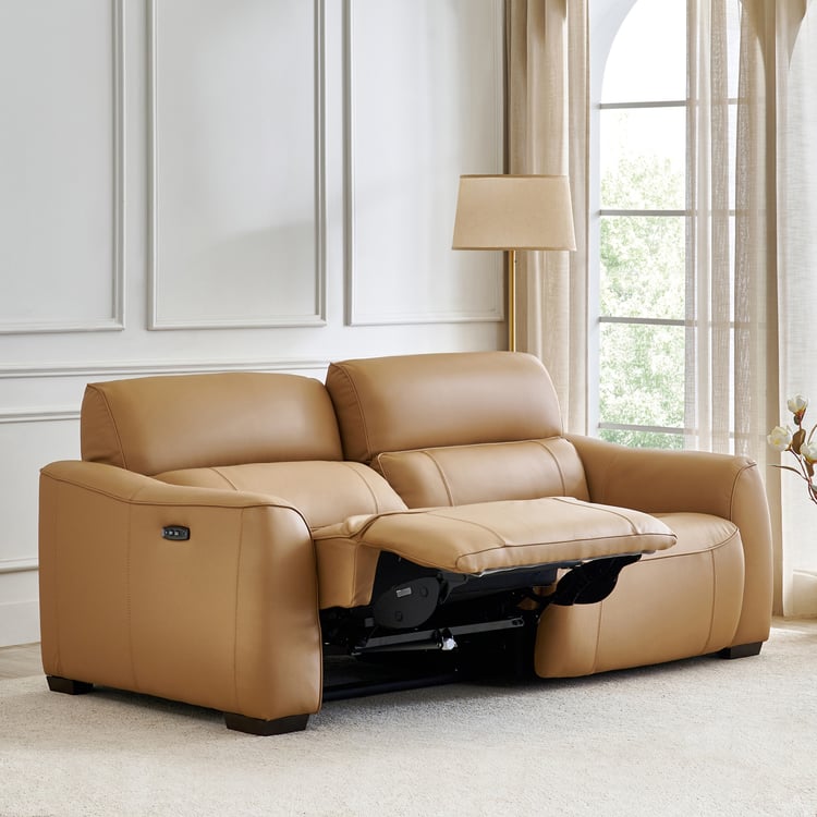 Avelino Half Leather 3-Seater Zero Gravity Electric Recliner - Brown
