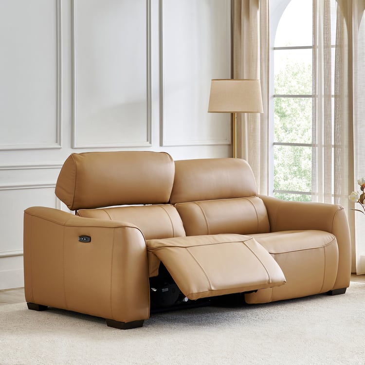 Avelino Half Leather 3-Seater Zero Gravity Electric Recliner - Brown