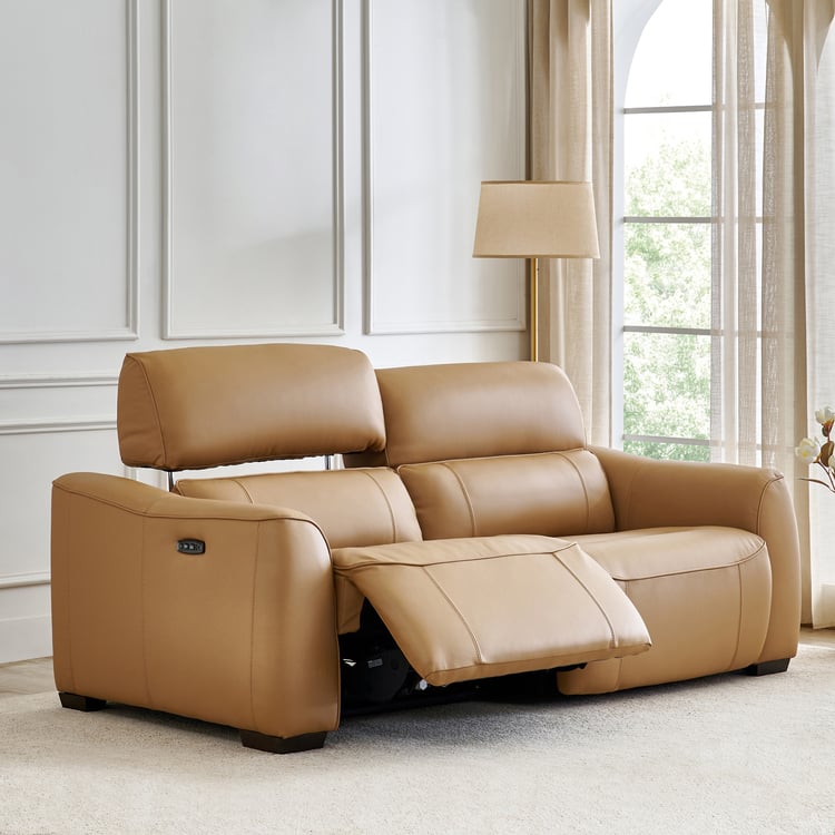 Avelino Half Leather 3-Seater Zero Gravity Electric Recliner - Brown