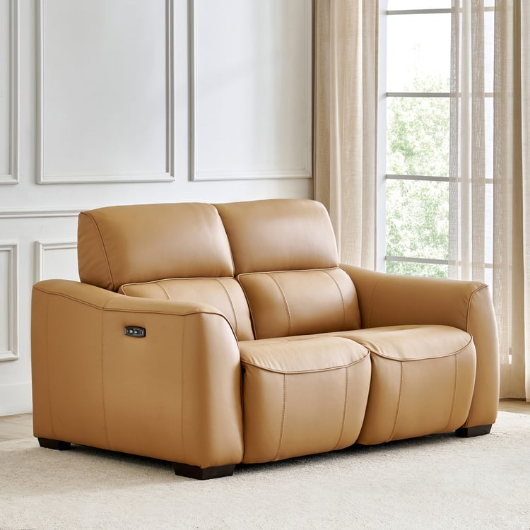 Avelino Half Leather 2-Seater Zero Gravity Electric Recliner - Brown