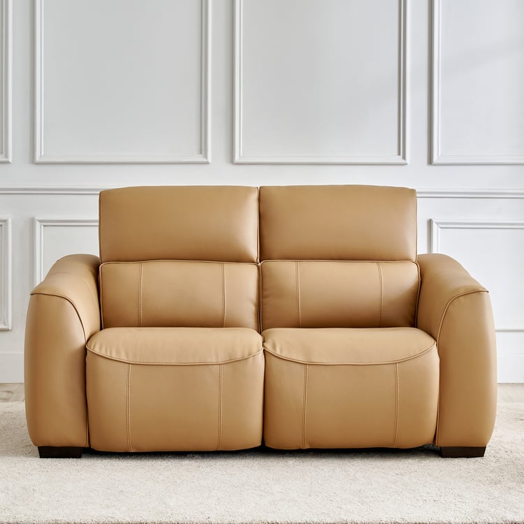 Avelino Half Leather 2-Seater Zero Gravity Electric Recliner - Brown