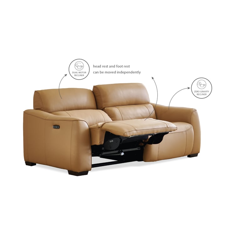 Avelino Half Leather 2-Seater Zero Gravity Electric Recliner - Brown