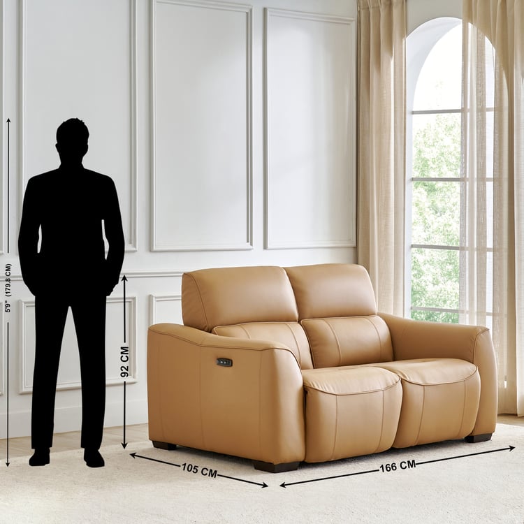 Avelino Half Leather 2-Seater Zero Gravity Electric Recliner - Brown