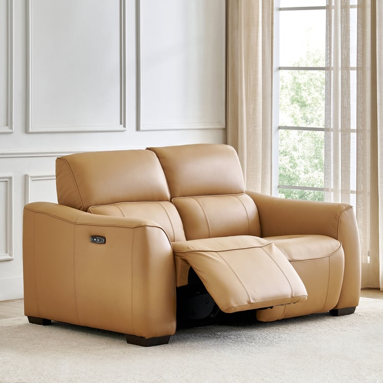 Avelino Half Leather 2-Seater Zero Gravity Electric Recliner - Brown