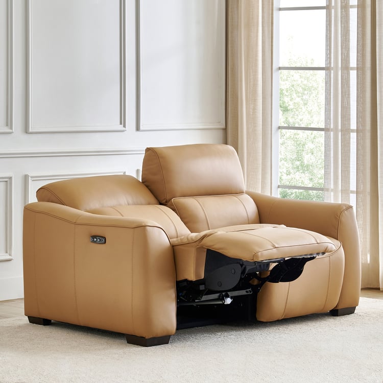 Avelino Half Leather 2-Seater Zero Gravity Electric Recliner - Brown