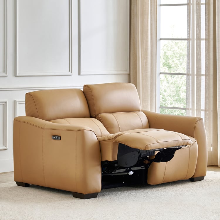 Avelino Half Leather 2-Seater Zero Gravity Electric Recliner - Brown