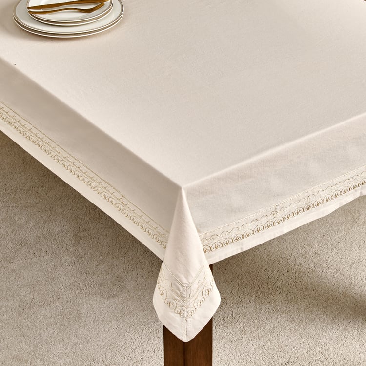 Glimmer Embro Cotton Embroidered 6-Seater Table Cloth - 200x150cm