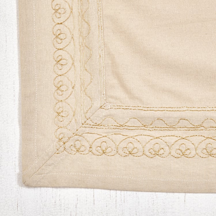 Glimmer Embro Cotton Embroidered 6-Seater Table Cloth - 200x150cm