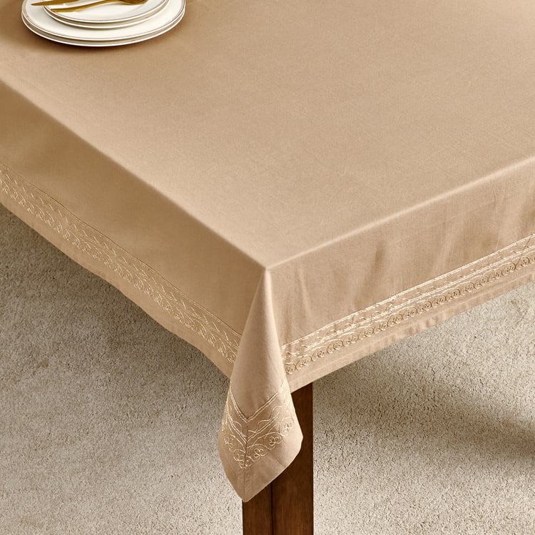 Glimmer Embro Cotton Embroidered 6-Seater Table Cloth - 200x150cm