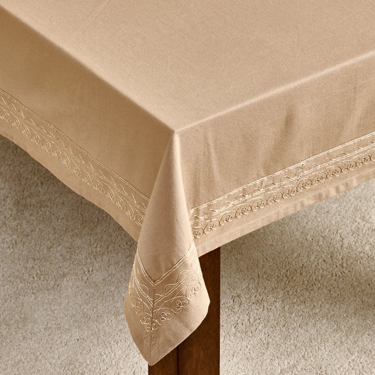 Glimmer Embro Cotton Embroidered 6-Seater Table Cloth - 200x150cm