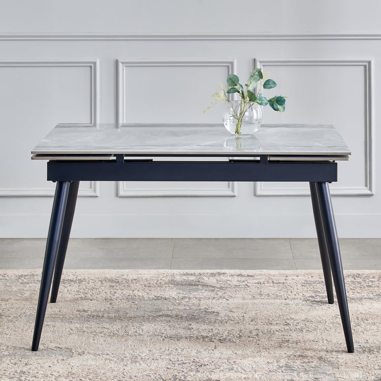 Arcane Sintered Stone Top 4-6 Seater Extendable Dining Table - Grey