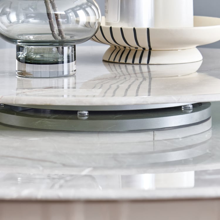 Marcello Glass Top 6-Seater Dining Table - Grey