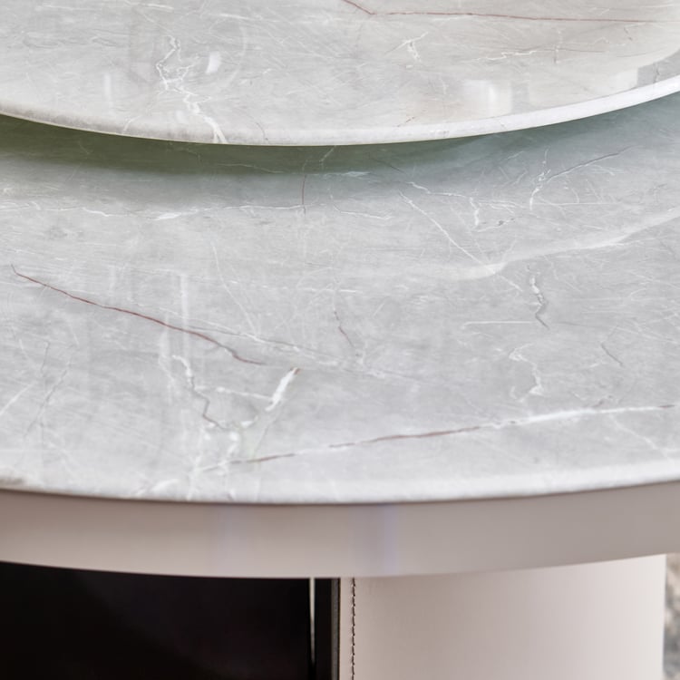 Marcello Glass Top 6-Seater Dining Table - Grey