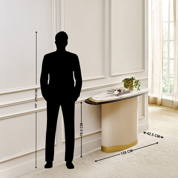 Monalisa Faux Marble Top Console Table - Brown