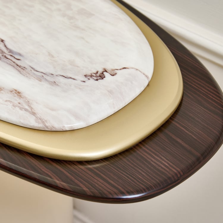 Monalisa Faux Marble Top Console Table - Brown