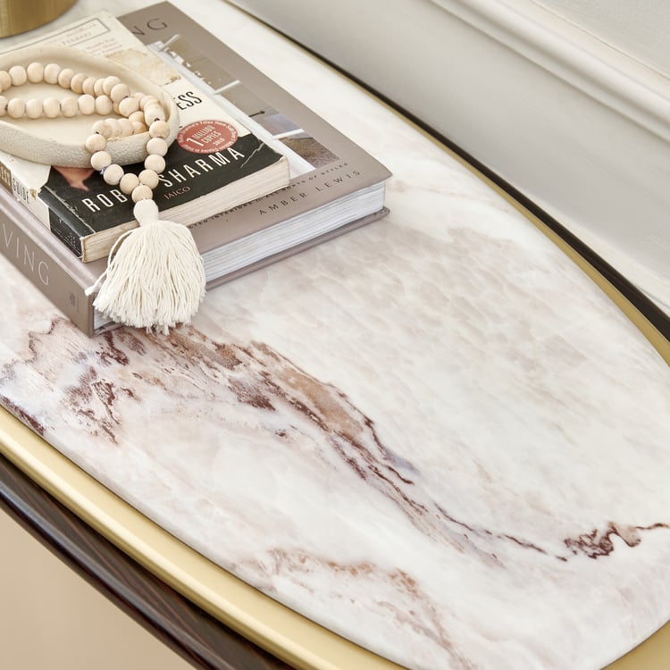 Monalisa Faux Marble Top Console Table - Brown