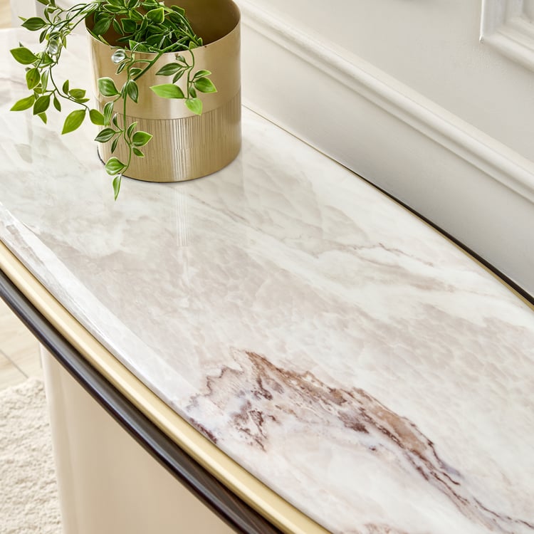 Monalisa Faux Marble Top Console Table - Brown