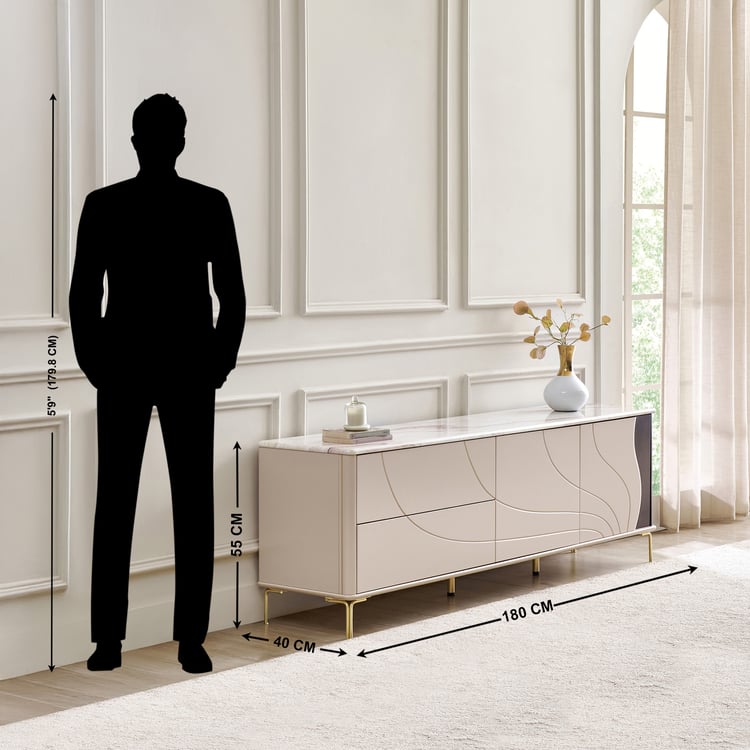 Monalisa Faux Marble Top TV Unit - Brown