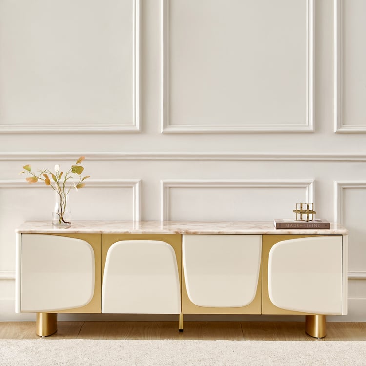 Alchemy Faux Marble Top TV Unit - Cream