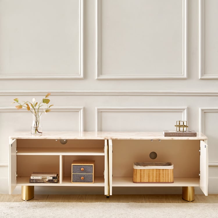 Alchemy Faux Marble Top TV Unit - Cream