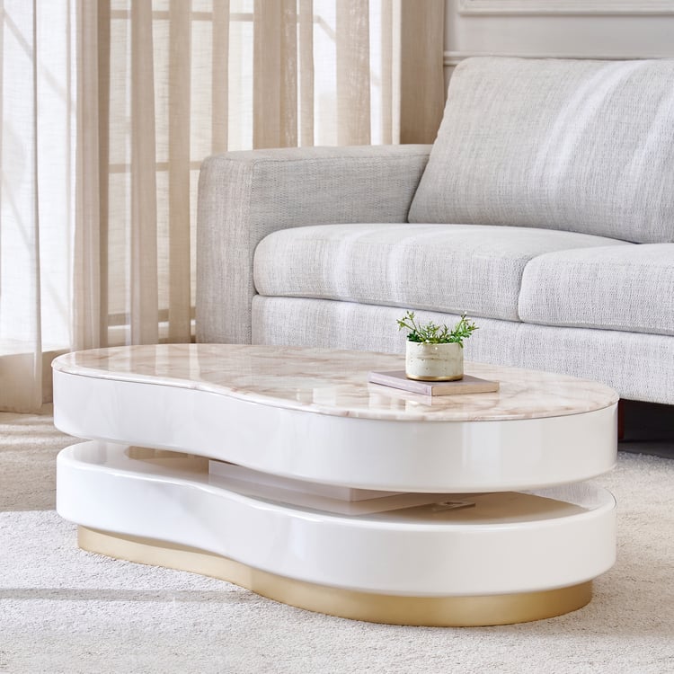 Alchemy Faux Marble Top Coffee Table - Cream