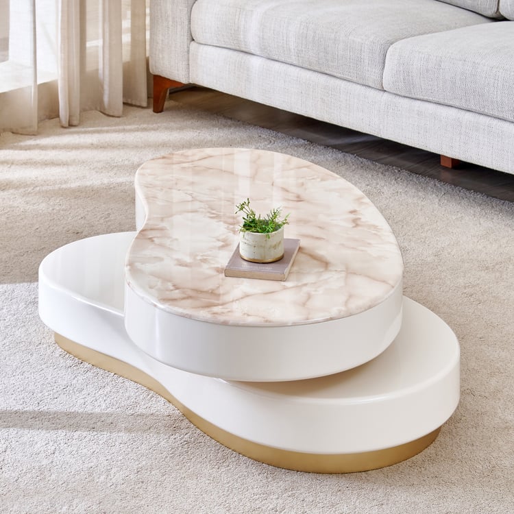 Alchemy Faux Marble Top Coffee Table - Cream