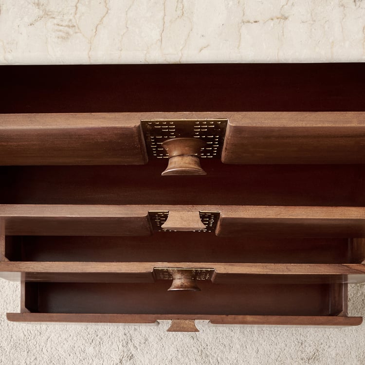 Nuqta Acacia Wood Chest of 4 Drawers - Walnut