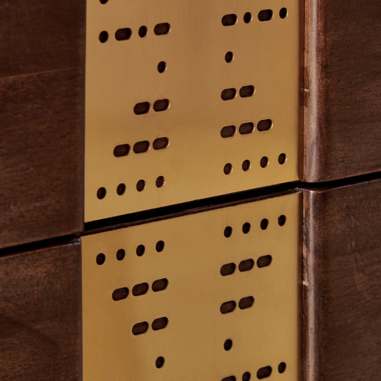 Nuqta Acacia Wood Chest of 4 Drawers - Walnut