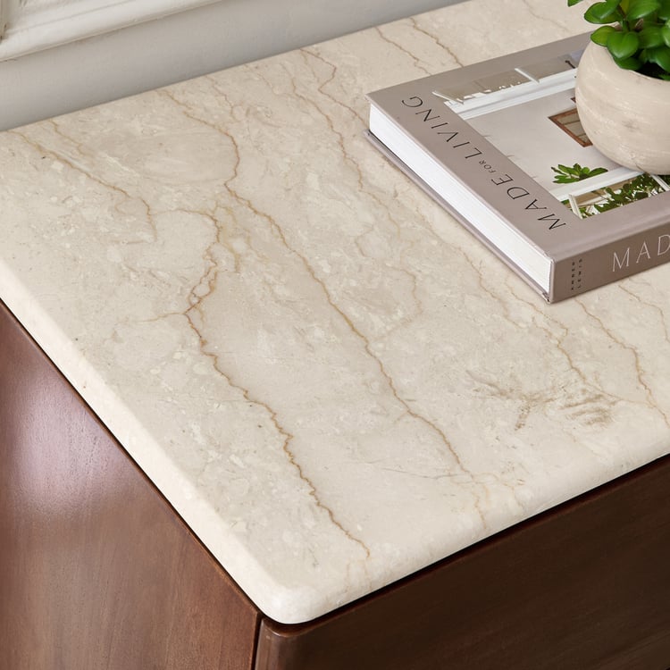 Nuqta Acacia Wood Chest of 4 Drawers - Walnut