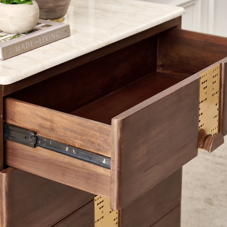 Nuqta Acacia Wood Chest of 4 Drawers - Walnut