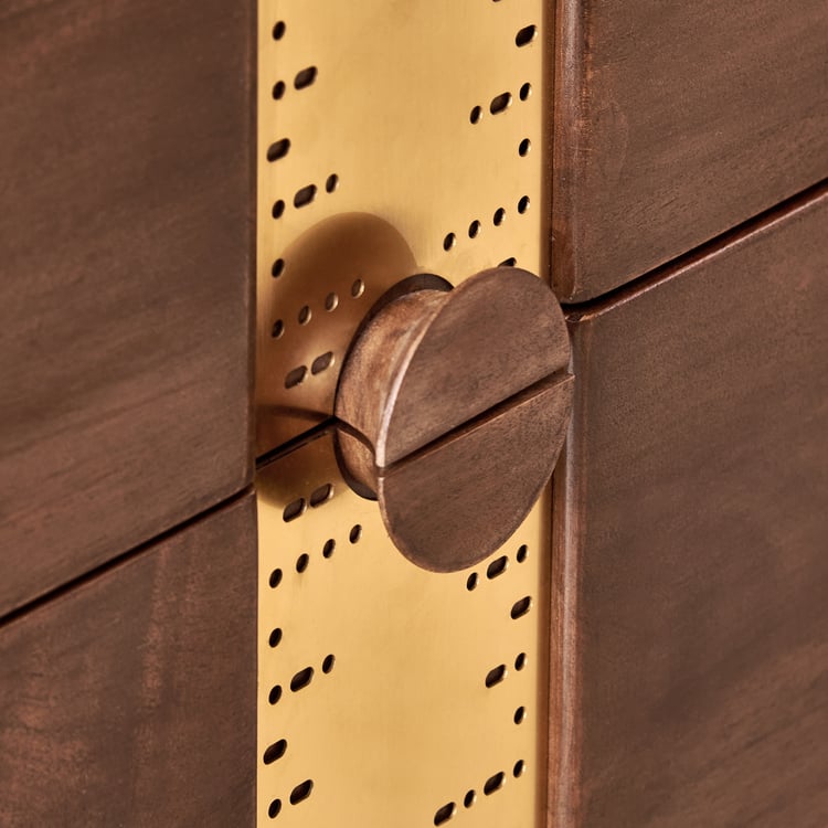 Nuqta Acacia Wood Chest of 4 Drawers - Walnut