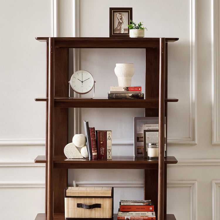 Nuqta Acacia Wood 4-Tier Open Book Shelf - Walnut