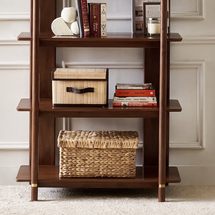 Nuqta Acacia Wood 4-Tier Open Book Shelf - Walnut